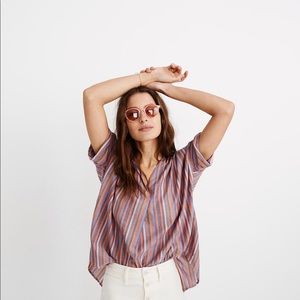 Courier Button-Back Shirt in Rainbow Stripe